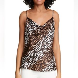 L’Agence Silk Leopard Print Camisole